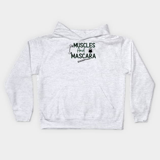 Muscle And Mascara Funny Woman Weight Lifting Workout shirt Kids Hoodie by Grun illustration 